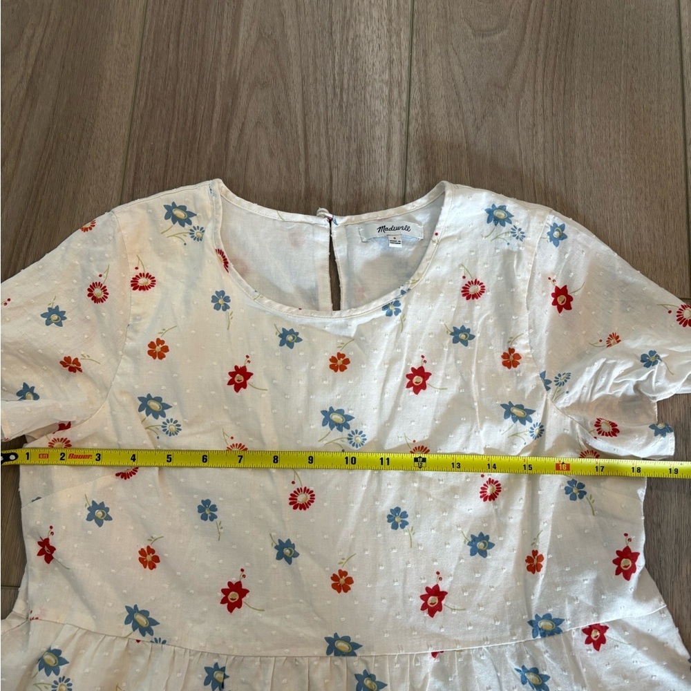 Women’s Madewell Tiered Mini Dress Size Small clipdot Floral Heyday White - Picture 9 of 10
